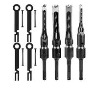 4Pcs Square Hole Mortise Drill Bit, Mortising Chisel Power Tool with Limiting Rod and Fixed Rod, Woodworking Square Mortising Chisel for Fine Woodworking, Furniture Making