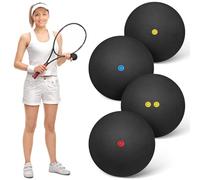 4pcs Squash Balls Set with Single and Double Dot Options, Small High Bounce Practice Balls for Indoor and Outdoor Racket Sports Training