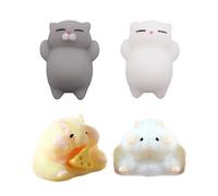 4PCS Squeeze Toys,2 PCS Hamster Squishy+2PCS Cats Squishy Toys,Squishy Hamster,Squeeze Bliss Hamster,Silicone Hamster Squishies Toys Suitable for Children and Adults Birthday Party Gifts