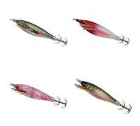 4Pcs Squid Jig Luminous Fishing Lures, 10cm Soft Fishing Lure, Artificial Luminous Squid Hook Tool for Octopus Cuttlefish, Sea Fishing Lures Kit (Red)