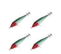 4pcs Squid Jig Luminous Fishing Lures, Cuttlefish Attracting Lure Wood Shrimp Lure for Freshwater & Saltwater Fishing, Bass, Trout, Catfish, Salmon