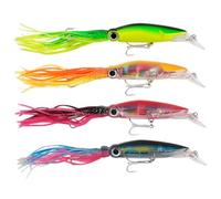 4Pcs Squid Lure 9.1in 3D Eyes, Simulation Squid Saltwater Fishing Lures with Hooks, Slow Sinking Fishing Bait for Bass Trout Lures Saltwater Jigs Bait