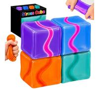 4Pcs Squishy Cube Fidget Toys, 5cm Giant Ice Cube Stress Balls Fidgets, Soft Squeeze Sensory Sugar Balls Squishies Stress Cube for Adults Kids Autism Anxiety Stress Relief Gifts