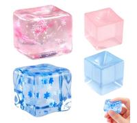 4Pcs Squishy Cubes with Size Options, Ice Cube Squishy in Pink and Blue Colors, Functional Squishy Cube and Stress Cube Set for Daily Mindfulness