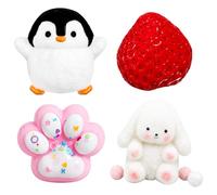4Pcs Squishy, with Penguin, Strawberry, Cat Paw and Bunny Designs, Soft and Slow-Rising for Relaxation and Focus, Suitable for Birthdays or Gift Giving