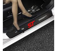 4Pcs ST Line Car Door Sill Protector for Ford Focus Fiesta Mondeo Escape Edge Ecosport Kuga Carbon Fiber Leather Car Kick Plates Threshold Protection Sticker Automobile Decor Accessories Red ST