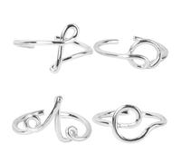 4Pcs Stackable Letters Opening Women Creative Sterling Everyday Wear