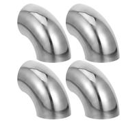4pcs Stainless Steel 90 Degree Stair Railing Weld on Fitting | Polished Silver Finish, Welded Inner Connector, for Interior Metal Handrail Joint Installations