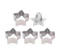 4Pcs Stainless Steel Cake Cutter Mold, Multifunction Baking Cutter Mold, Unique Shape DIY Easy Release Cake Baking Tool with Lid for Cakes Tarts Desserts (Five Pointed Star Shaped)