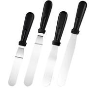 4PCS Stainless Steel Cake Spatula Set, Palette Knife Baking with 2 Offset and 2 Straight Icing Spatula, 27cm and 32cm, Pallet Knife for Cake Decorating, Smoothing Icing and Frosting Pastries