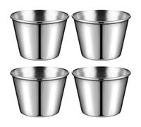 4pcs Stainless Steel Condiment Container 60ml Silver Bowls for Sauces | Dipping Sauce Cups, Small Condiment Containers, Restaurant and Family Dinners, Safe to Use, Burrs-free