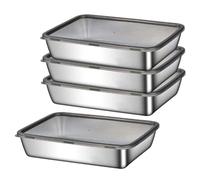 4pcs Stainless Steel Containers With Lids Heat Resistant Metal Food Containers Leakproof Container For Salads Delicatessen Breads