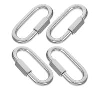 4pcs Stainless Steel D Ring Chain Link Connector with Locking Closure | Polished Silver Finish, Smooth Burr Free Surface, Fits Leashes, Backpacks and Quick Emergency Chain Fixes