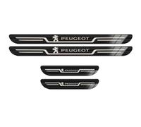 4Pcs Stainless Steel Door Sill Protector Scuff Plate for Peugeot 208 2008 207 301 308 408 4008 508 5008, Anti-Scratch Guard Strip, Easy Installation, Interior Car Exterior Sill Trim,A