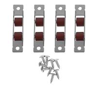 4pcs Stainless Steel Double Flat Sliding Door Wheel Roller 10mm Width | Smooth Glide Double Bearing Replacement, Screws Included, for Patio Doors and Mirror Closet Panels