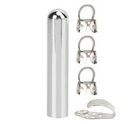 4Pcs Stainless Steel Finger Picks and 1Pc Tone Bar, Metal Guitar Slide Set for Electric Guitar, Durable Musical Instrument Accessories with Bright Tone and Smooth (Silver)