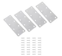 4Pcs Stainless Steel Fixed Angles Brackets Metal Straight Brace Repair Joining Fixing Bracket with Screws Flat Mending Plate