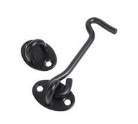 4pcs Stainless Steel Heavy Duty Latch Lock with Screws Barn Door Easy Locks Gate Window Wind Hook Hasps for Hardware for Outdoor Garden(Black)