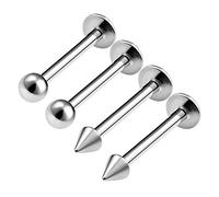 4PCS Stainless Steel Lip Ring Studs 14g 1/2 12mm 3mm Ball Spike Monroe Lobe Earrings Vertical Labret Piercing Jewellery 0358
