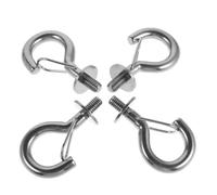 4pcs Stainless Steel M8 Open Eye Bolt Hook with Safety Latch | Locking Ring Fastener, Silver Finish, for Hammocks, Shade Canopies, Kayaks, Warehouses