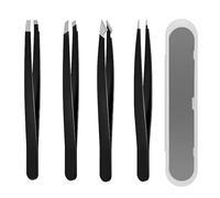 4Pcs Stainless Steel Precision Facial Hair Tweezers (Black)
