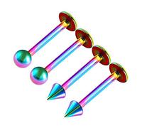 4PCS Stainless Steel Rainbow Labret Stud 16 gauge 3/8 10mm 3mm Ball Spike Monroe Earrings Spider Bite Piercing Jewellery 0367