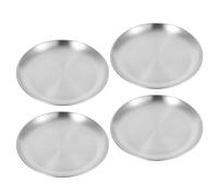 4pcs Stainless Steel round Dinner Plate 23x23x2.8cm for Serving Snacks | Reusable Tableware, Smooth Nonstick Finish, Suits Pasta, Shrimp, Grilling, Desserts, Buffets, Caterers and Gatherings