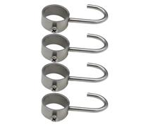 4pcs Stainless Steel Round Windproof Hooks with Sleeve Clothes-Drying Positioning Hooks for 2.5cm Diameter Rods Anti-Slip for Laundry and Outdoor Use