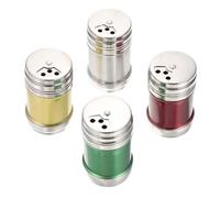 4pcs Stainless Steel Salt Shaker with Lid, Pepper Spice Container | Easy Dispensing Design, Keeps Garlic Fresh, Smooth Polished Finish, Suitable for Picnics, Grills and Tabletop Seasoning