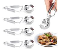 4pcs Stainless Steel Snail Escargot Tongs Kitchen Food Tongs Serving Tong Clamp Kitchen Utensil Non-Slip Food Tongs Cooking Tool Seafood Fork Picks BBQ Tableware for Home Restaurant Cooking Serving