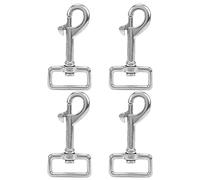 4PCS Stainless Steel Snap Hook, Spring Hook Swivel Buckle with Square Ring, Single Head Dog Leash Buckle for Wallet Backpack Keychain Pet Collar Outdoor Gear, Durable Rust Proof Co (L105mm)