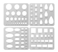 4PCS Stainless Steel Stencils Set for Engraving and Wood Burning-Reusable Ellipse Teardrop Circle Square Templates for Metal,Wood,Glass,Jewelry,Journaling Bracelets Earrings DIY Crafts (8x7.3 Inch)