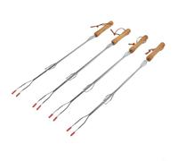 4Pcs Stainless Steel Telescopic BBQ Grill Forks for Outdoor Grilling For Campfire Kebab Roasting Extended Reach Up to 30.3 Inches (B)