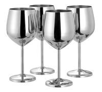 4Pcs Stainless Steel Wine Glass 500ml Metal Wine Glass U-Shaped Potbelly Rust-Proof Unbreakable Elegant Modern Portable Cup with Stems for Home Travel Insulated
