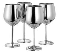 4Pcs Stainless Steel Wine Glass 500ml Metal Wine Glass U-Shaped Potbelly Rust-Proof Unbreakable Elegant Modern Portable Cup with Stems for Home Travel.