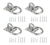 4Pcs Stainless Steels Circular Door Catches Eyes Plate with Rings Heavy Duty Mounting Hook Eyes Plate Marine Hardware Square Fixed Buckles Welded Plate Seat