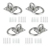 4Pcs Stainless Steels Eyes Plate with Rings Square Fixed Buckles Welded Plate Seat Heavy Duty Mounting Hook Enduring Heavy Duty Mounting Hook