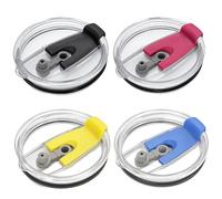 4PCS Stanley Cup Lid, 4-Pack Replacement Lids with Leakproof Design, Flip Top Covers for 20oz Travel Cups, Black Yellow Red Blue, Suitable for Outdoor Commuting and Office Use