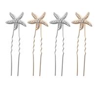 4pcs Star Hair Pins for Brides, Alloy Ocean Design, Golden Silver