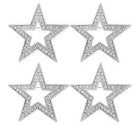 4pcs Star Pins Rhinestone Five-pointed Star Brooch Lapel Pins Bling Bag Backpack Badges Jewelry Elegant Scarf Shawl Clips for Women Men Holiday Wedding Easter Party Decorations, 3.60X3.60X0.70cm