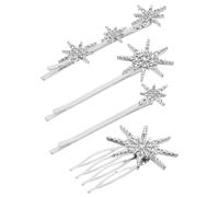 4pcs Star Rhinestone Hair Clip Silver Zinc Alloy for Women