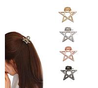 4Pcs Star Shape Hair Clips Metal Claw Clip, Hair Claw Clip Strong Hold Hair Claw Clips Jaw Clamp Hairpins Hair Accessories for Women (Gold, Silver, Rose Gold, Metalic)