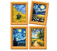 4Pcs Starry Sky Fridge Magnets, Wooden Small Magnet with Photo Frame Design, Practical Strong Magnets for Whiteboard and Notice Board, Delicate Magnet Decor for Art Lovers