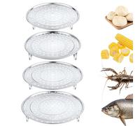 4pcs Steamer Basket for Cooking, Stainless Steel Steaming Rack Multi-purpose Round Pot Steamer Basket Removable Steam Tray for Food and Dumplings Vegetable Seafood (4 Sizes)
