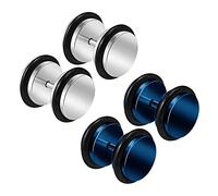 4PCS Steel Anodized Fake Black O-Ring Cheater Plug Earring Illusion Gauge Ear Lobe Piercing Jewellery See More Sizes, Metal, Steel, N/A