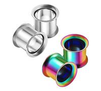 4PCS Steel Anodized Rainbow 00g 10mm Double Flared Tunnel Ear Stretcher Gauge Plugs Lobe Earring Piercing Jewellery 3969