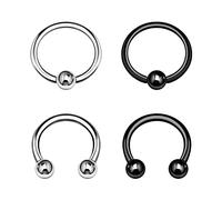 4PCS Steel Black Anodized BCR Hoop,Horseshoe Earrings 16g 3mm Ball Cartilage Eyebrow Earrings Piercing Jewelry Pick Color, Stainless Steel, no gemstone