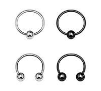 4PCS Steel Black Anodized Captive Ring,Horseshoe Earrings 20g 3mm Ball Cartilage Eyebrow Earrings Piercing Jewelry Pick Color, Stainless Steel, No Gemstone
