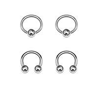 4PCS Steel Captive Hoop Earrings,Horseshoe Hoop 18g 3mm Ball Cartilage Tragus Septum Earrings Piercing Jewelry Pick Color, Stainless Steel, no gemstone