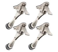 4pcs Step-on Door Stopper Foot Operated Anti-Slip Zinc Alloy Holder | Indoor Home Use, Firm Grip and Noise Reduction, Silver Finish for Door Control